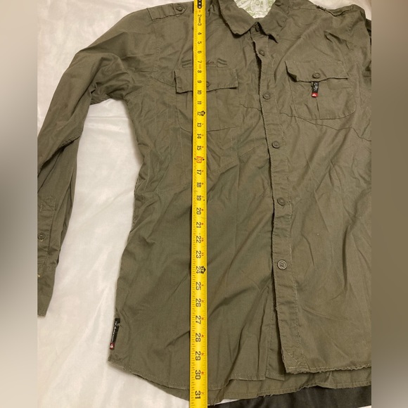 Quicksilver- Olive Green - Long Sleeve Casual Button Down Shirt - Picture 3 of 8